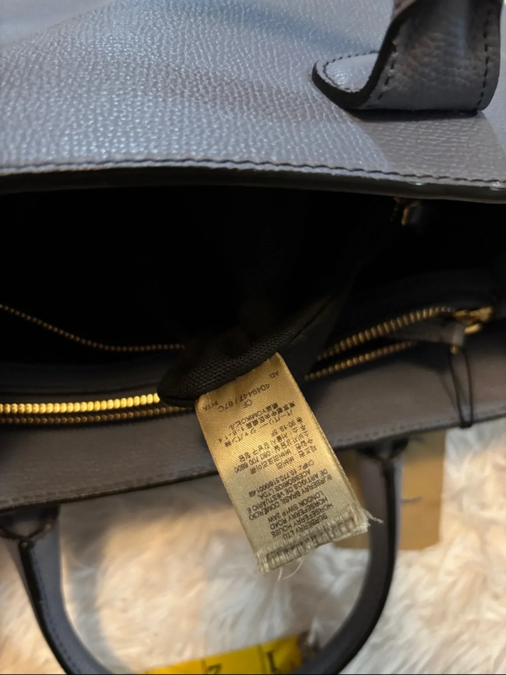 Burberry Navy Blue Leather Top-Handle Satchel - Picture 10 of 16